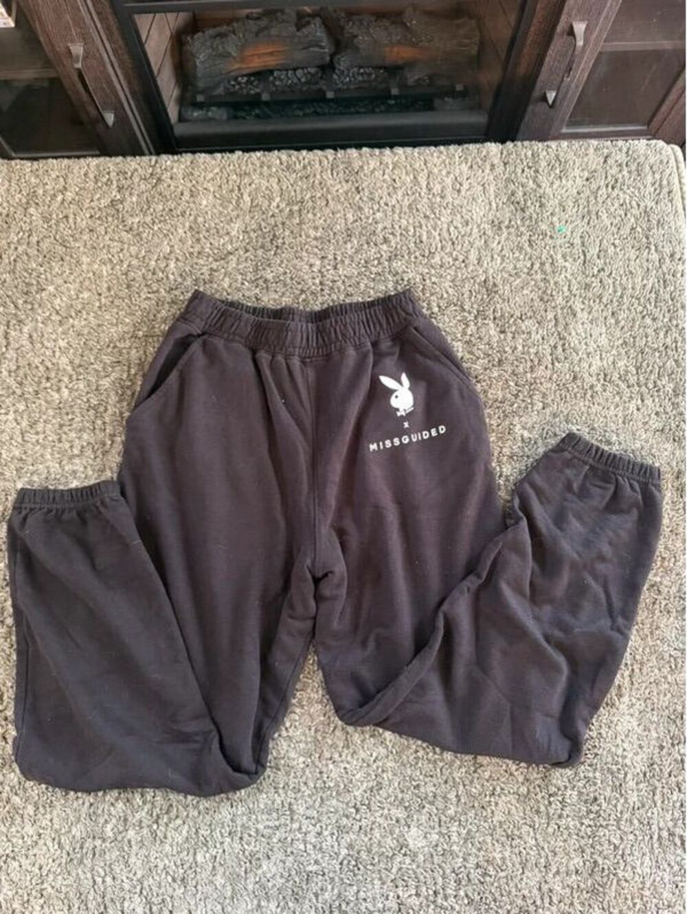 Missguided x Playboy Black Jogger Sweatpants S
